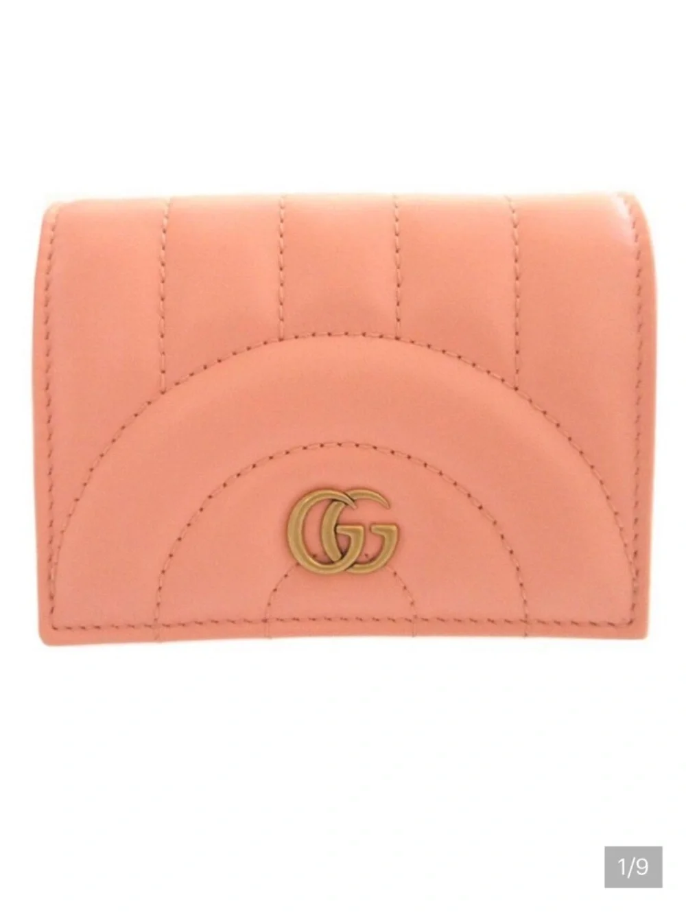 GUCCI Coral Quilted Leather GG Compact BIFOLD Wallet PINK - Picture 8 of 11